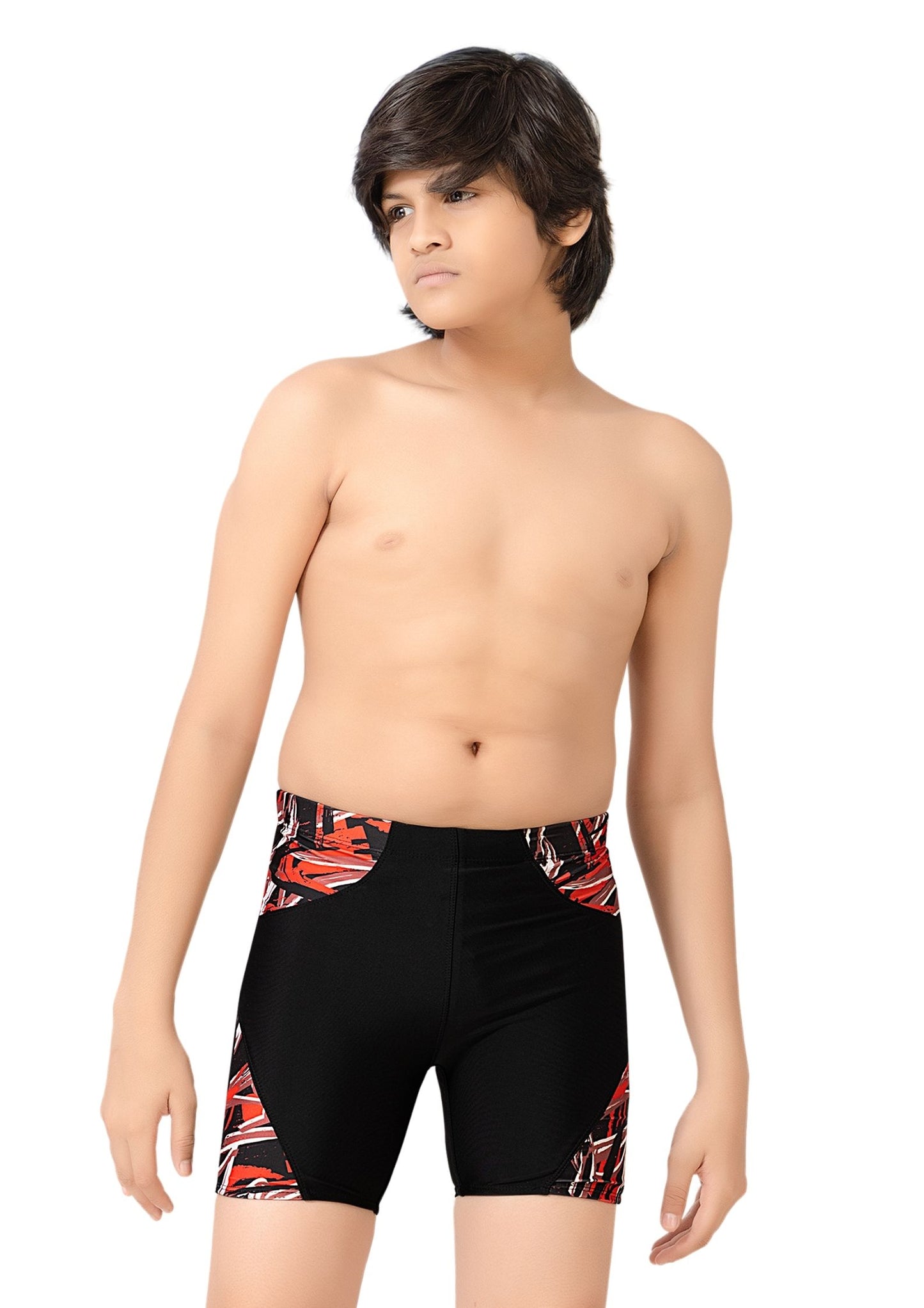 Pogo : Swimming shorts for boys with printed patches on the side