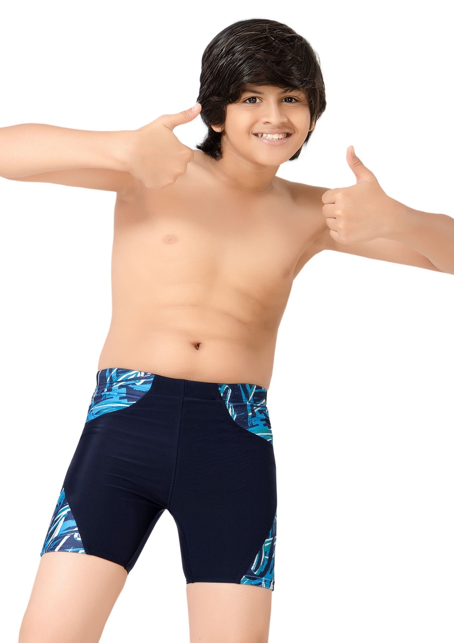 Pogo : Swimming shorts for boys with printed patches on the side