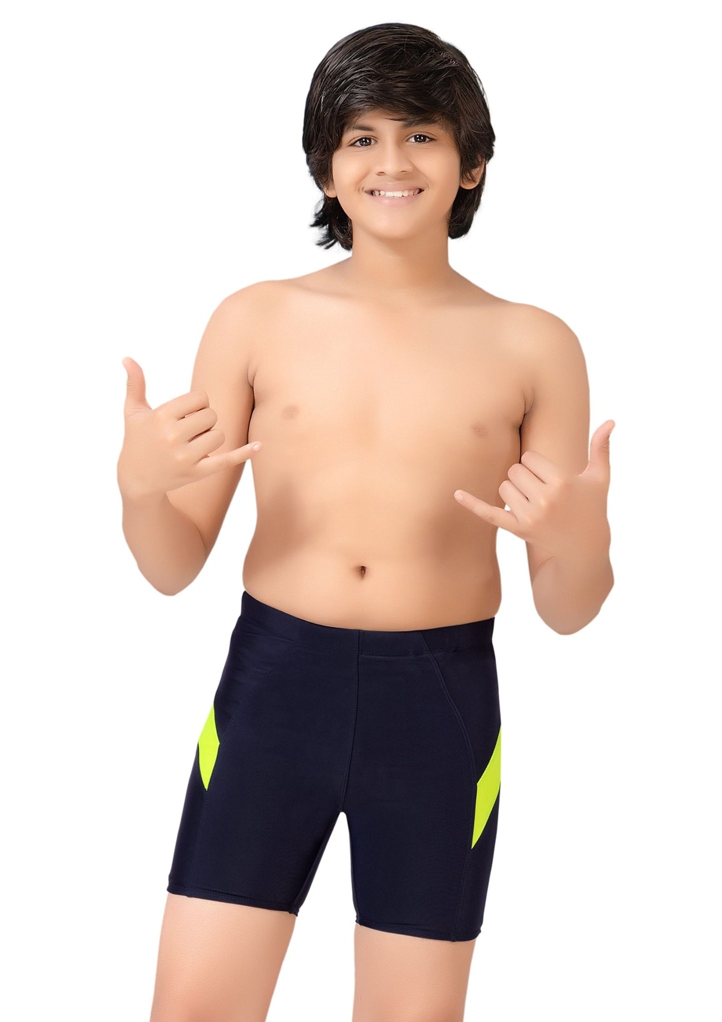 Pogo : Swimming shorts for boys with solid color patch on the front