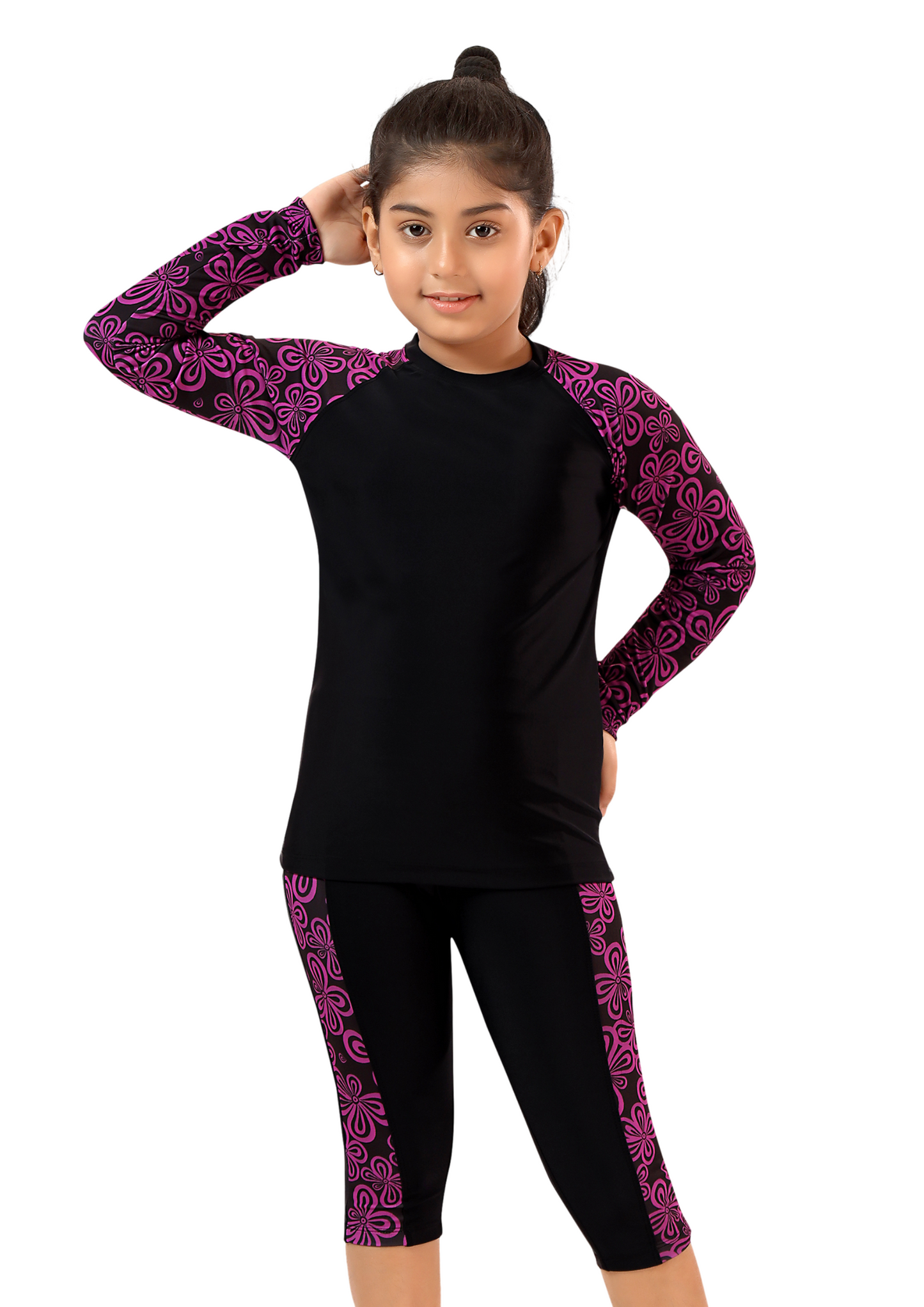 Super Girl: A full selves, knee length swimwear for girls