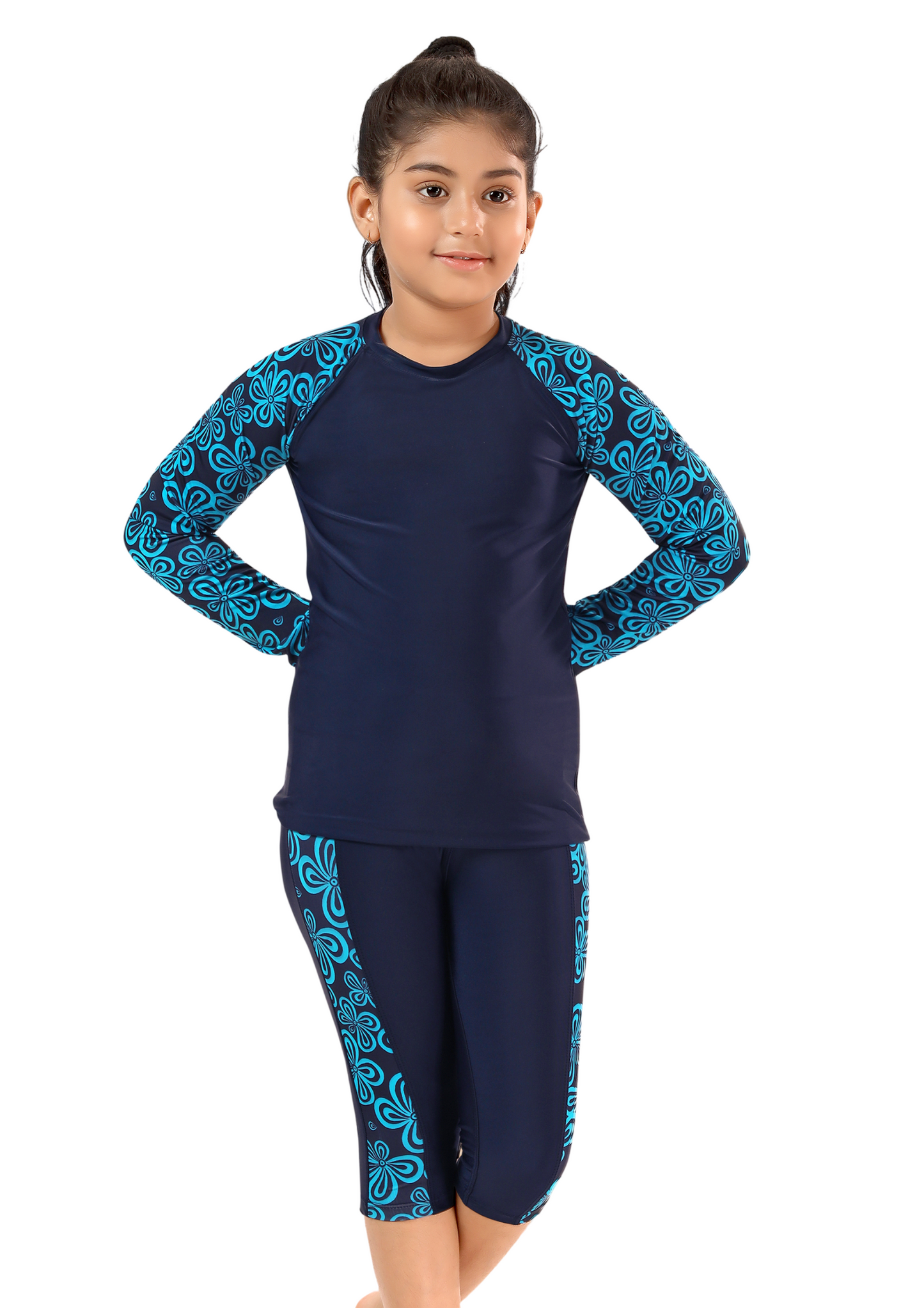 Super Girl: A full selves, knee length swimwear for girls