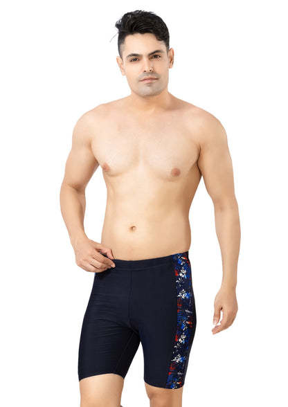 Mr India 16: Men's Long Swimwear with  Printed panel on the side