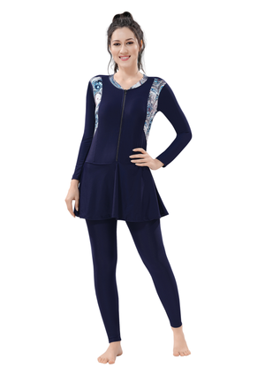 Body Suit: Full bodysuit with front zipper and print on the side