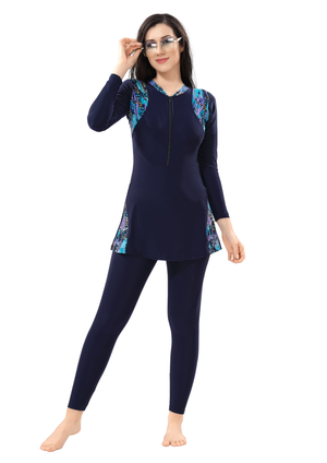 Body Suit: Full bodysuit with front zipper and print on the top and bottom