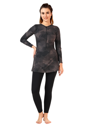 Body Suit : Full body A-line printed swimsuit