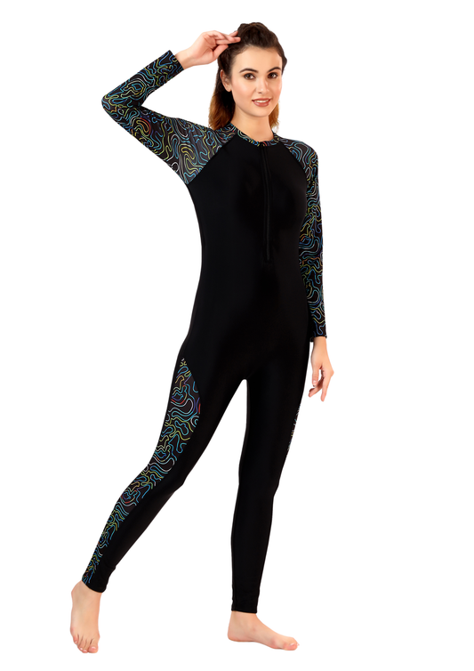 Hunter : Full Length Suit with Printed sleeves and patchwork in the leg