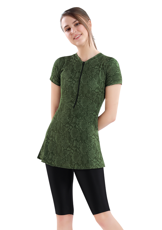 Marina : Green color printed swimsuit