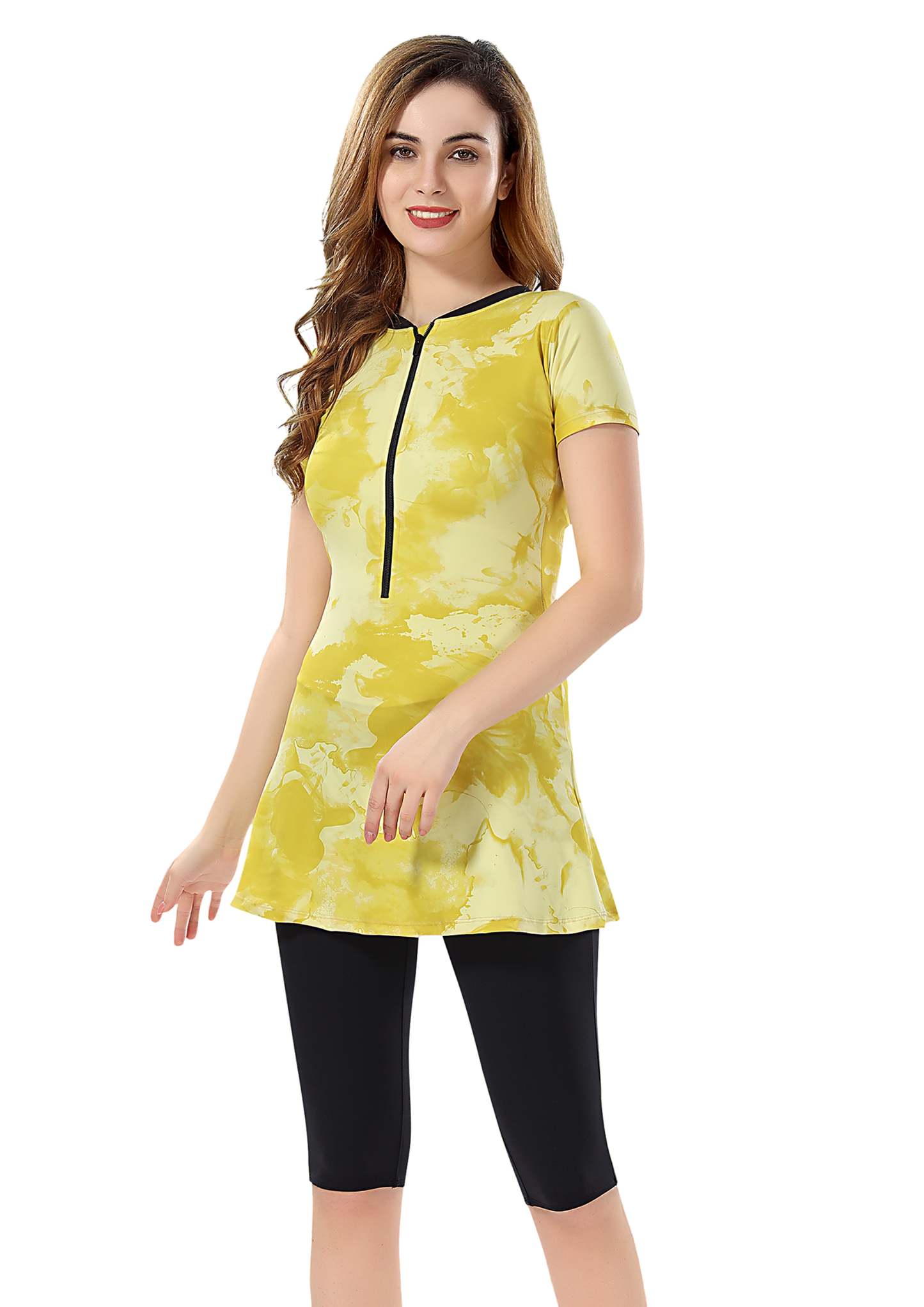 Marina : Yellow color printed swimsuit