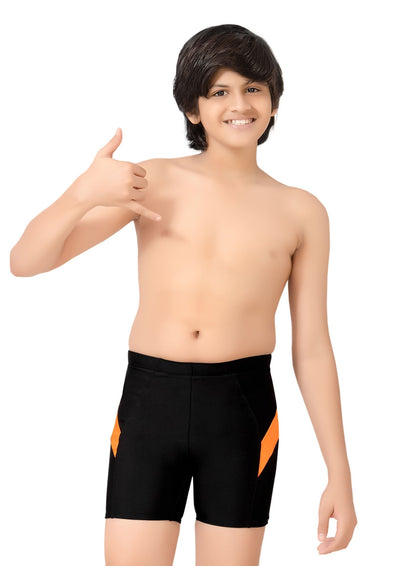 Pogo : Swimming shorts for boys with solid color patch on the front