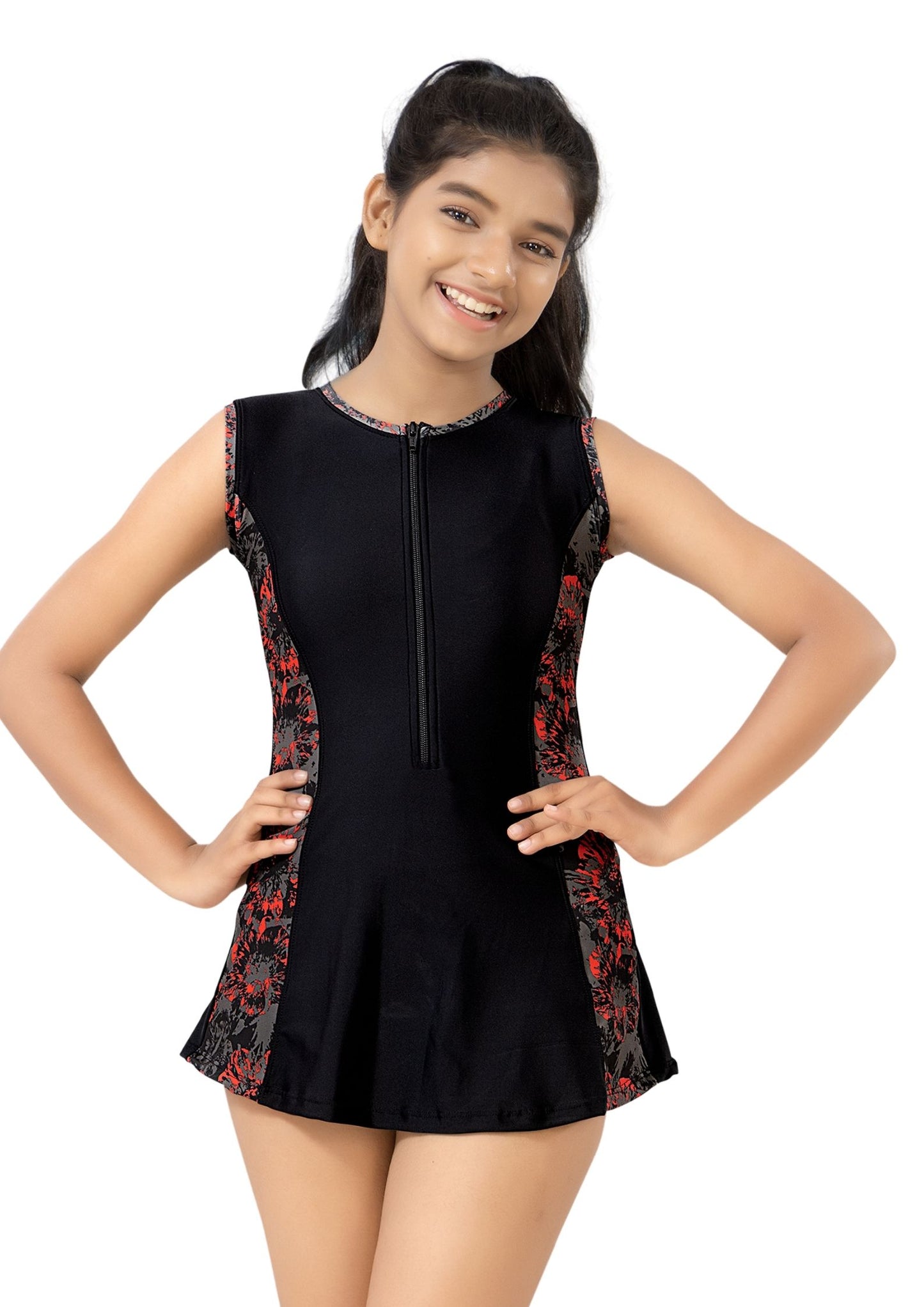 Pretty Girl : Girl's swimwear range with front zipper and printed sides