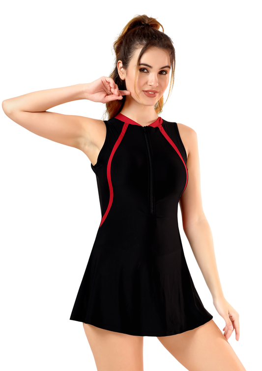 Pretty Women: A Solid colored swimsuit with solid color patch